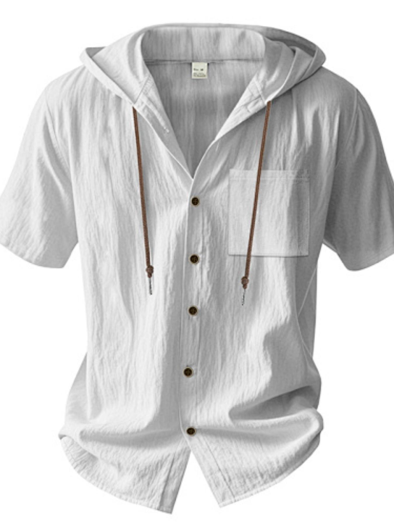 Men's Loose Linen Shirt Long Sleeve Hooded Beach Casual Jacket, Fall Fashion European Style, Trendy Design, Comfortable Fit