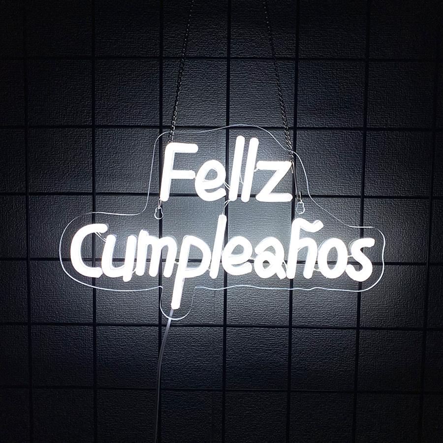 Feliz Cumpleaños  Neon Sign Light Spinish Happy Birthday Wall Sign Decor Fiesta Mexican Themed Birthday Party Backdrop Banner Gifts  USB Powered
