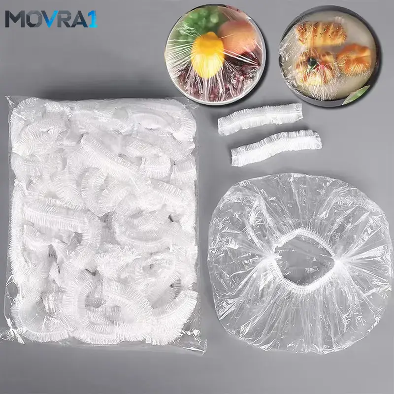 MOVRA1 300PCS Disposable Elastic Plastic Food Covers & Canning Lids - Bulk Pack, Tear-Resistant, Adjustable, Transparent, Stretch-Fit Seal, Covers Bowls & Bags, Tidy Helper, Pack Gifting, Home Supplies
