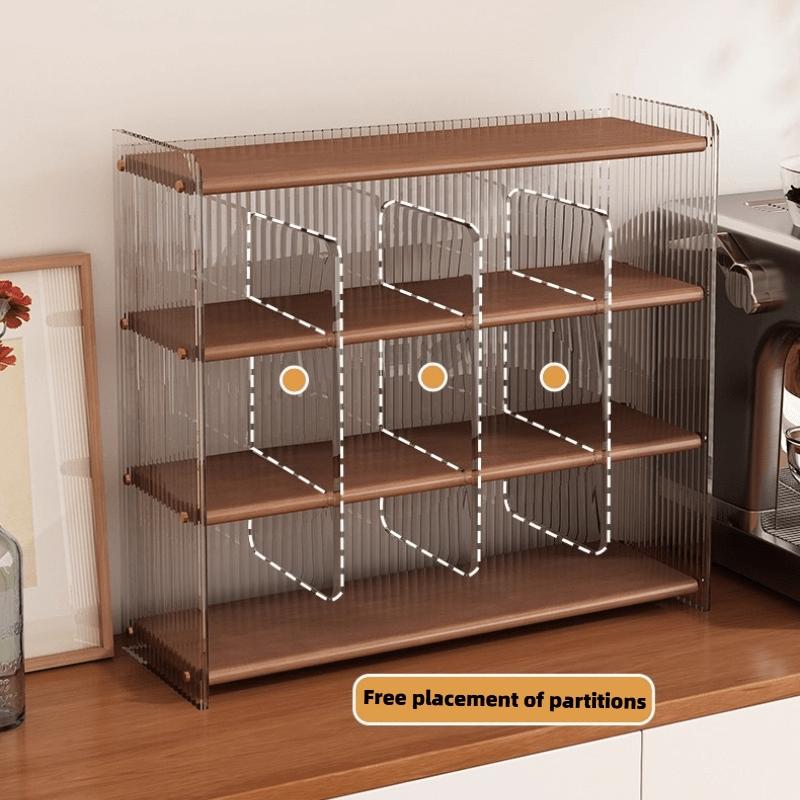 Multilayer Acrylic Cup Holder Rack, Adjustable Display Shelf, Space-Saving Storage for Kitchen Living Room Office, Easy Assembly Desk Organizer, Clear Multilayer Storage