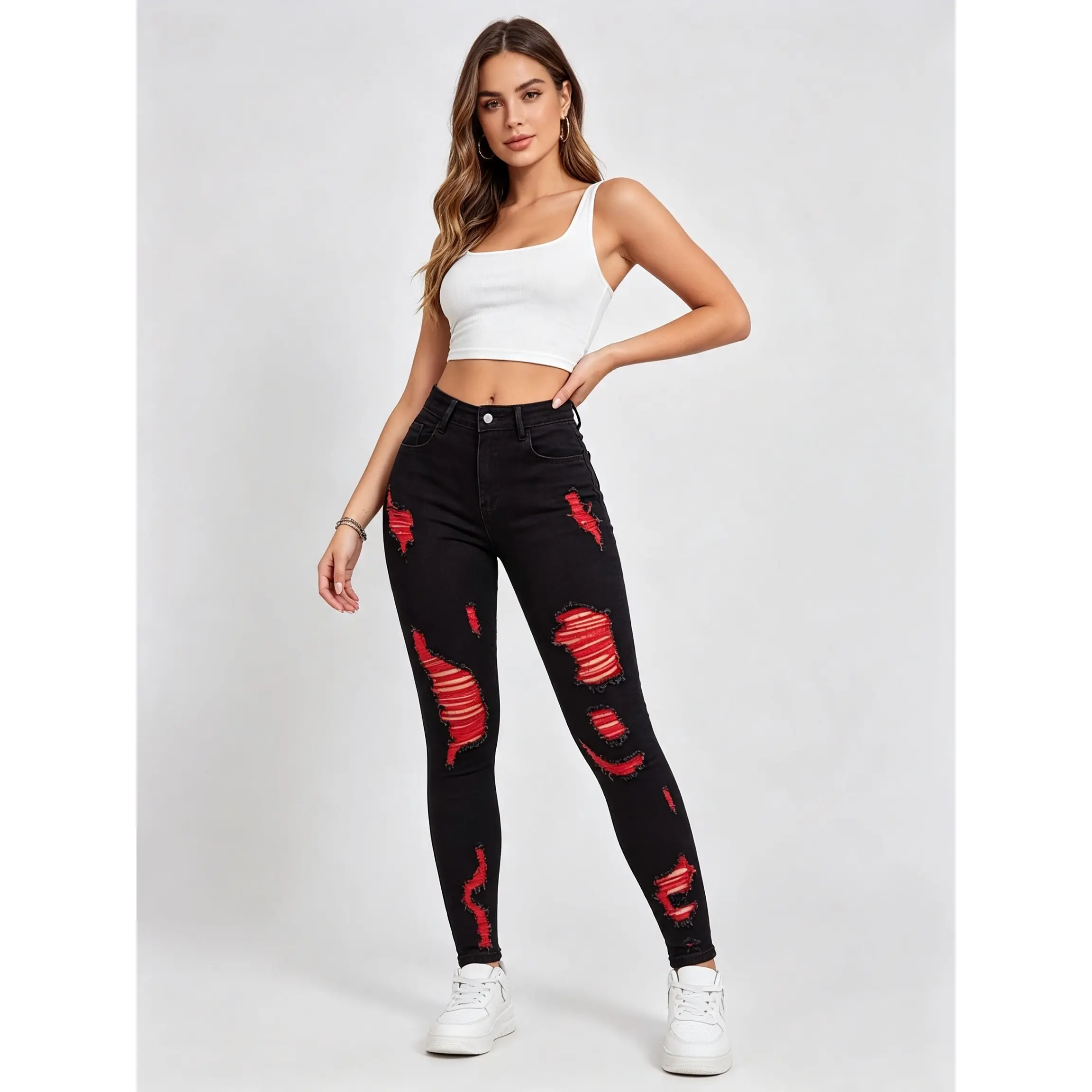 High Waist Butt Lifting Skinny Jeans for Women| Stretchy Pencil Leg Denim Pants| Slimming Tummy Control Casual Trousers Womenswear Bottom