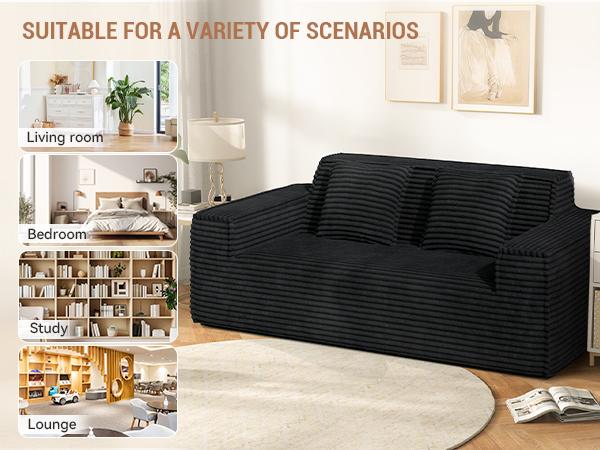 75'' Cloud Loveseat Sofa, No Assembly Required Comfy Deep Seat Couches 1 pcs for Living Room, Bedroom, Apartment