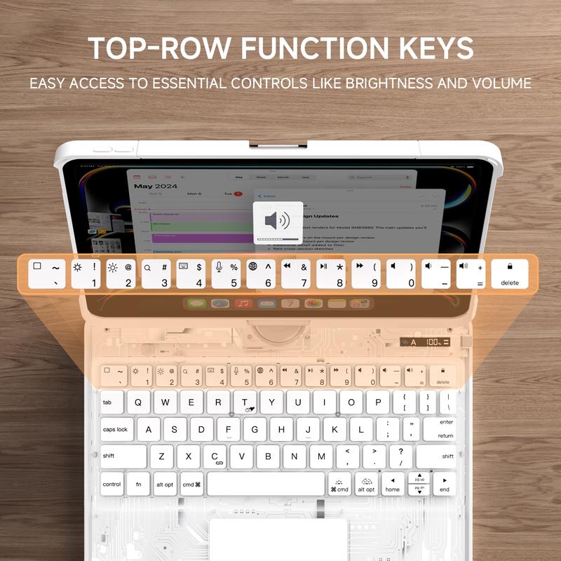 2026 Lecsas High Appearance 360 Swivel Keyboard withtransparent case for iPad(not include iPad!!!)