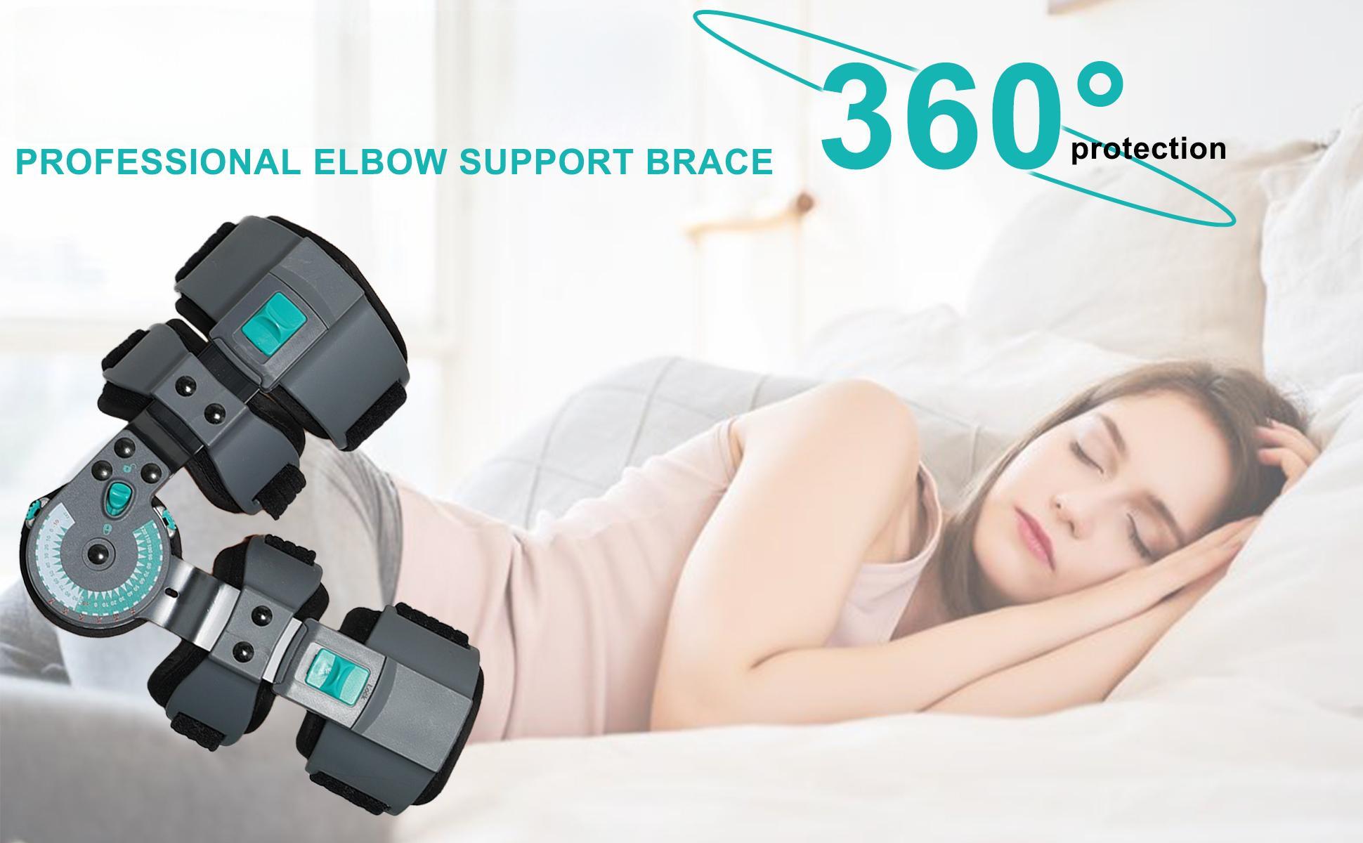 Elbow Brace for Tendonitis & Tennis Elbow – Hinged ROM Lock Brace for Arthritis, Hyperextension – Adjustable Support for Men & Women,Fits Left or Right Arm