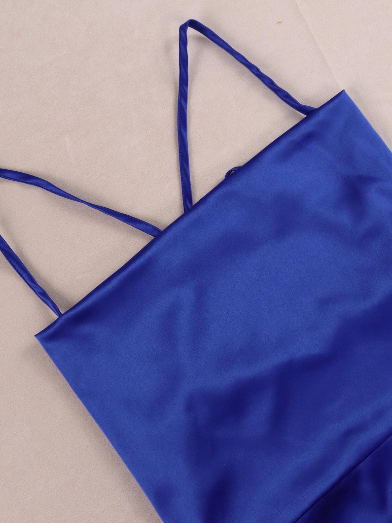 Parthea Backless Tie Split Thigh Solid color Bodycon,Cocktail Party Couple Date Holiday Dress