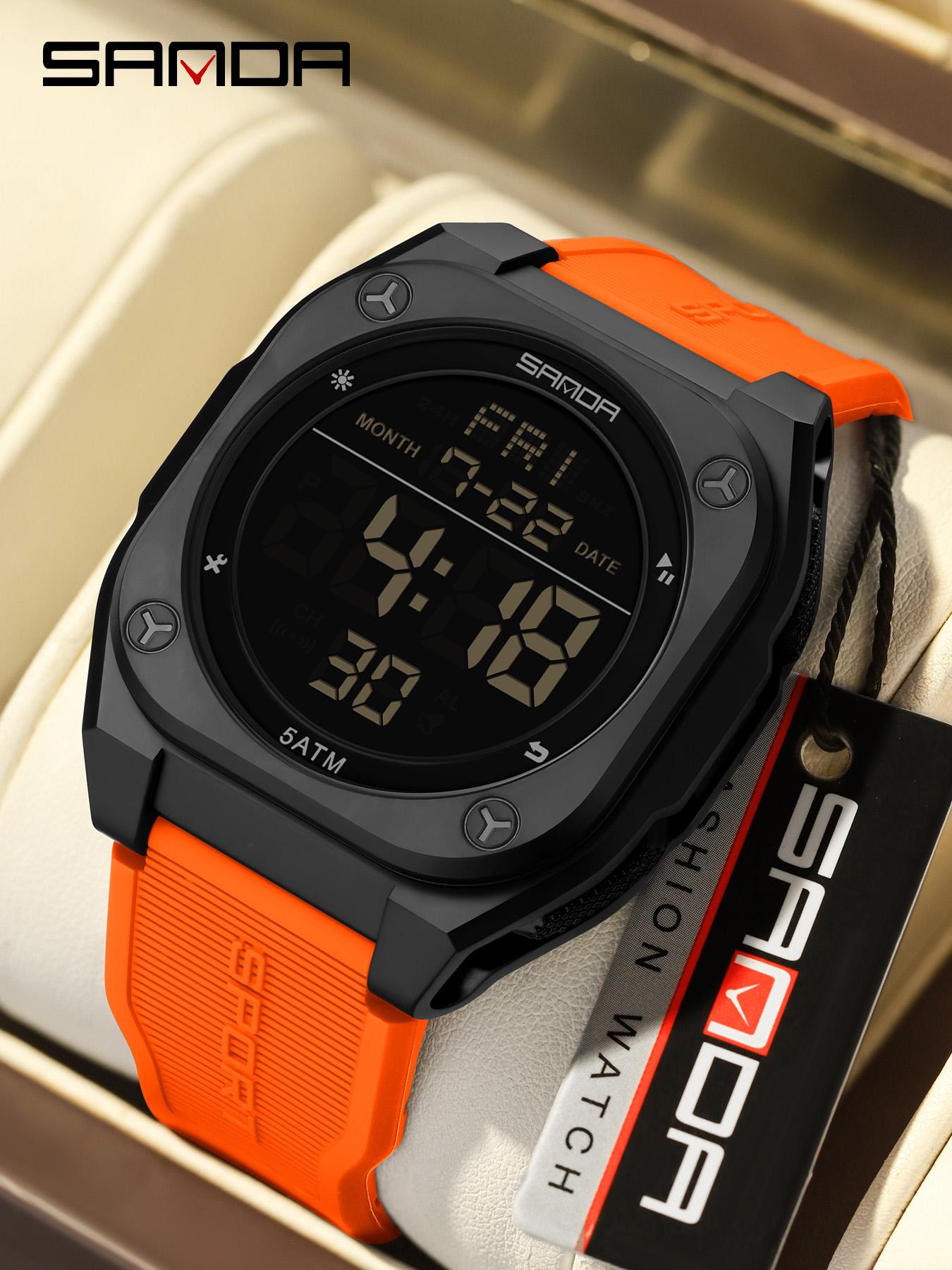 SANDA Men's Sports Watch Fashion and Leisure Men's LED Single Display Night Light Waterproof Multi functional Timing Electronic Watch Best Gift+BOX Waterproof Multifunctional Watch