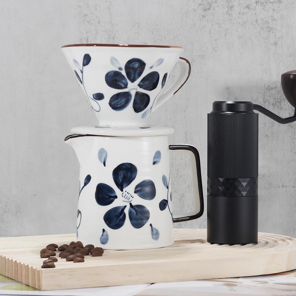 Ceramic V60 Cone Hand Brew Coffee Set Coffee Filter Cup, Hand Painted Japanese Filter Cup Drip Filter