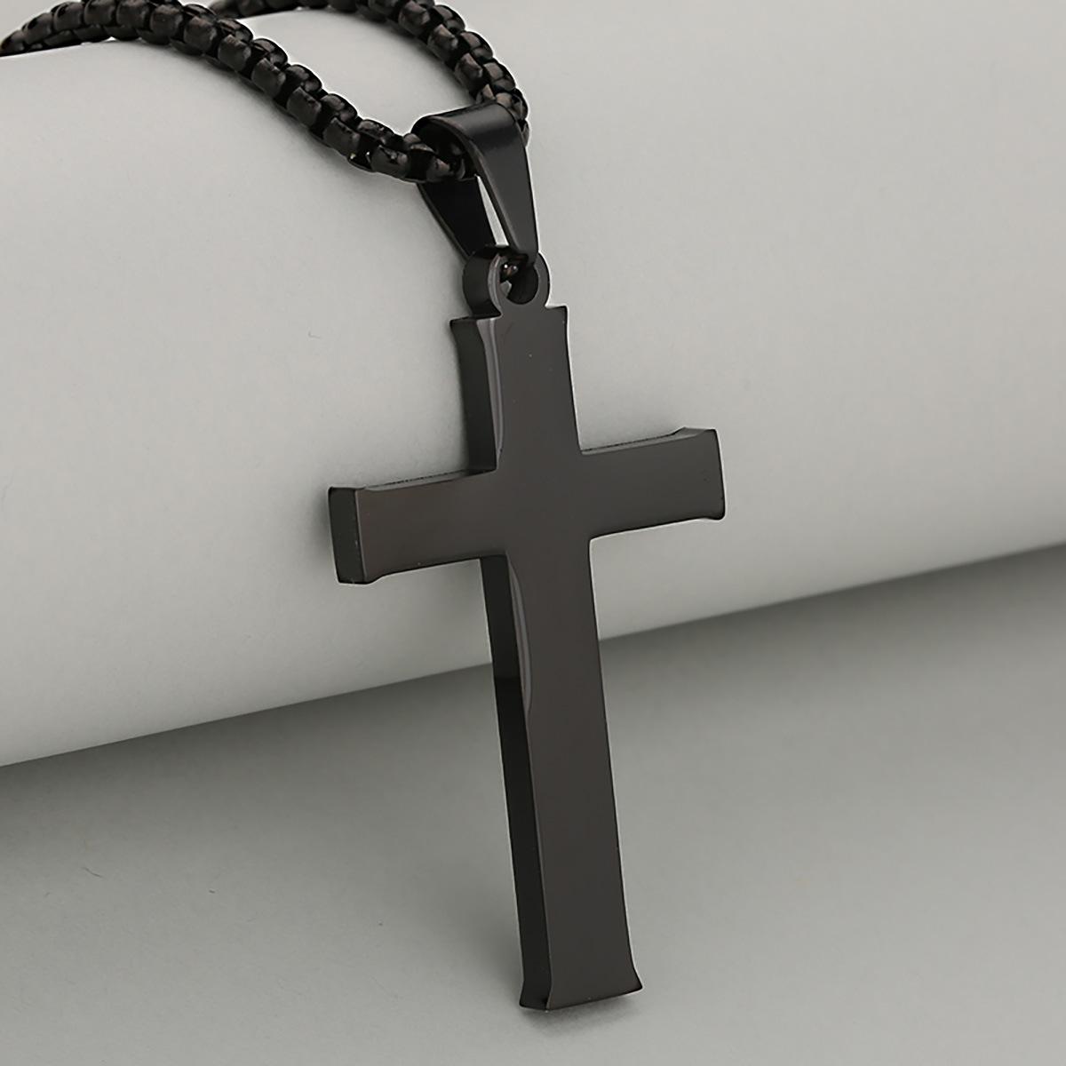 Cross Necklace Set for Men & Women – 2PCS Titanium Steel Pendant Chain, Meaningful Prayer Gift for Him & Her