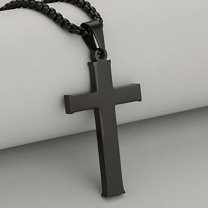 Cross Necklace Set for Men & Women – 2PCS Titanium Steel Pendant Chain, Meaningful Prayer Gift for Him & Her