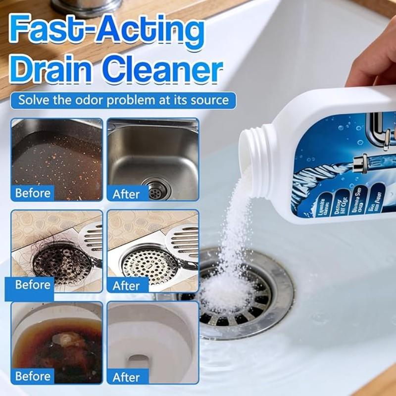 Strong Drain Cleaner for Kitchen, Fast Acting Drain Clog Remover, Powerful Grease Dissolver for Bathroom, Pipe Cleaning Solution for Homeowner