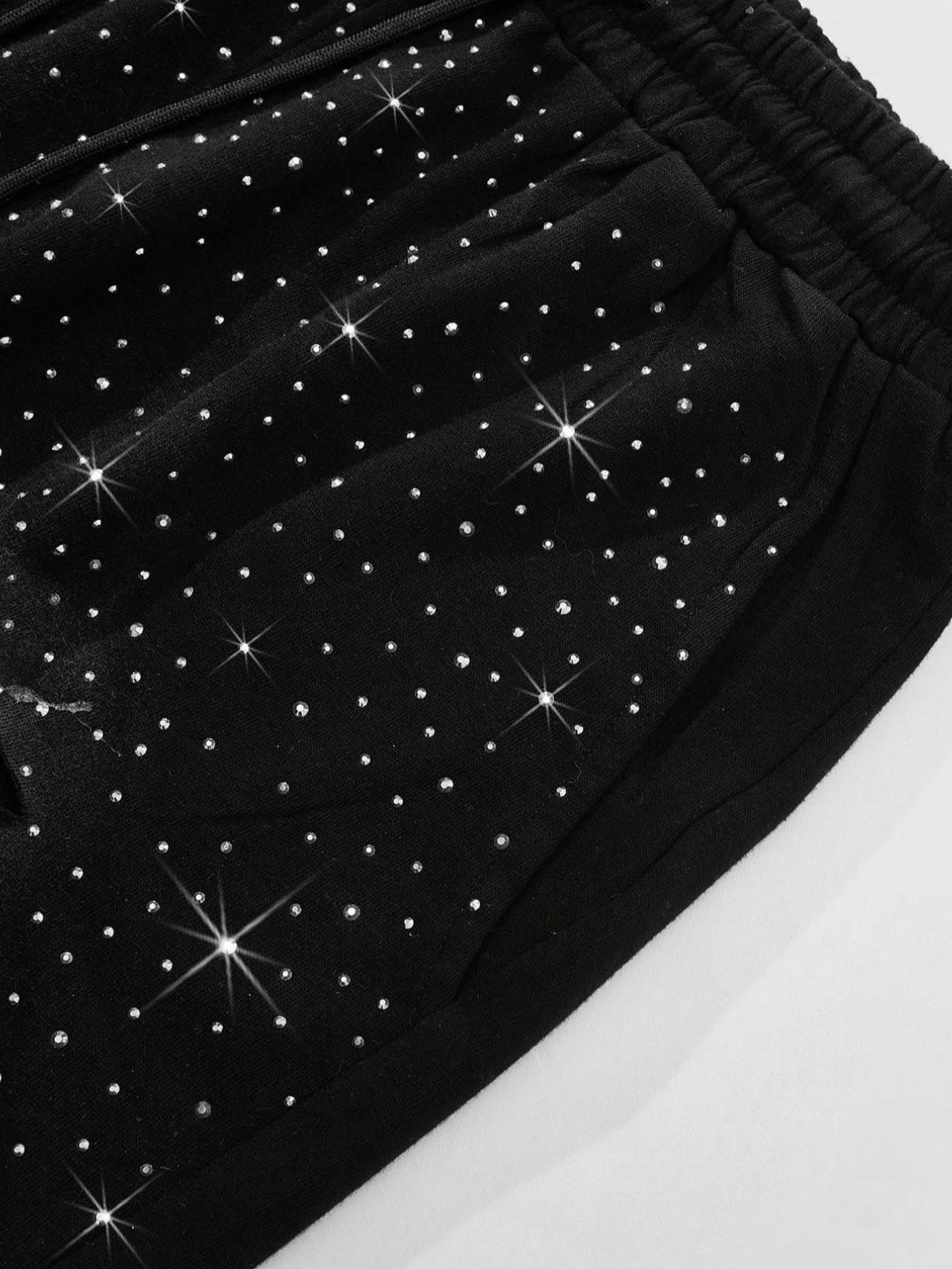 High-Quality Men's Casual Summer Set, Rhinestone Letter Print Tee & Drawstring Waist Shorts, Perfect for Travel & Daily Wear