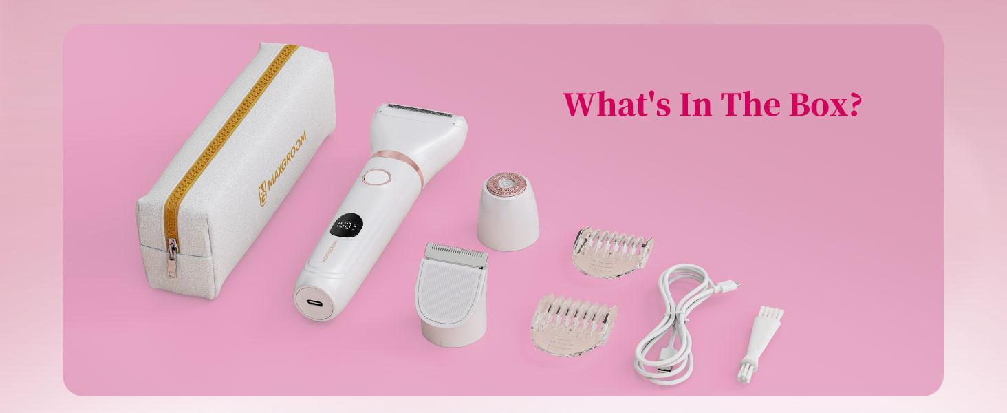 MAXROOM 3-in-1 Body Hair Trimmer for Women, 10-Minute for Full-Body Hair Removal, Painless Trimming for Bikini, Face, Underarms, Legs, IPX6 Waterproof&Easy Cleaning, Ceramic Blade, Gifts for Her