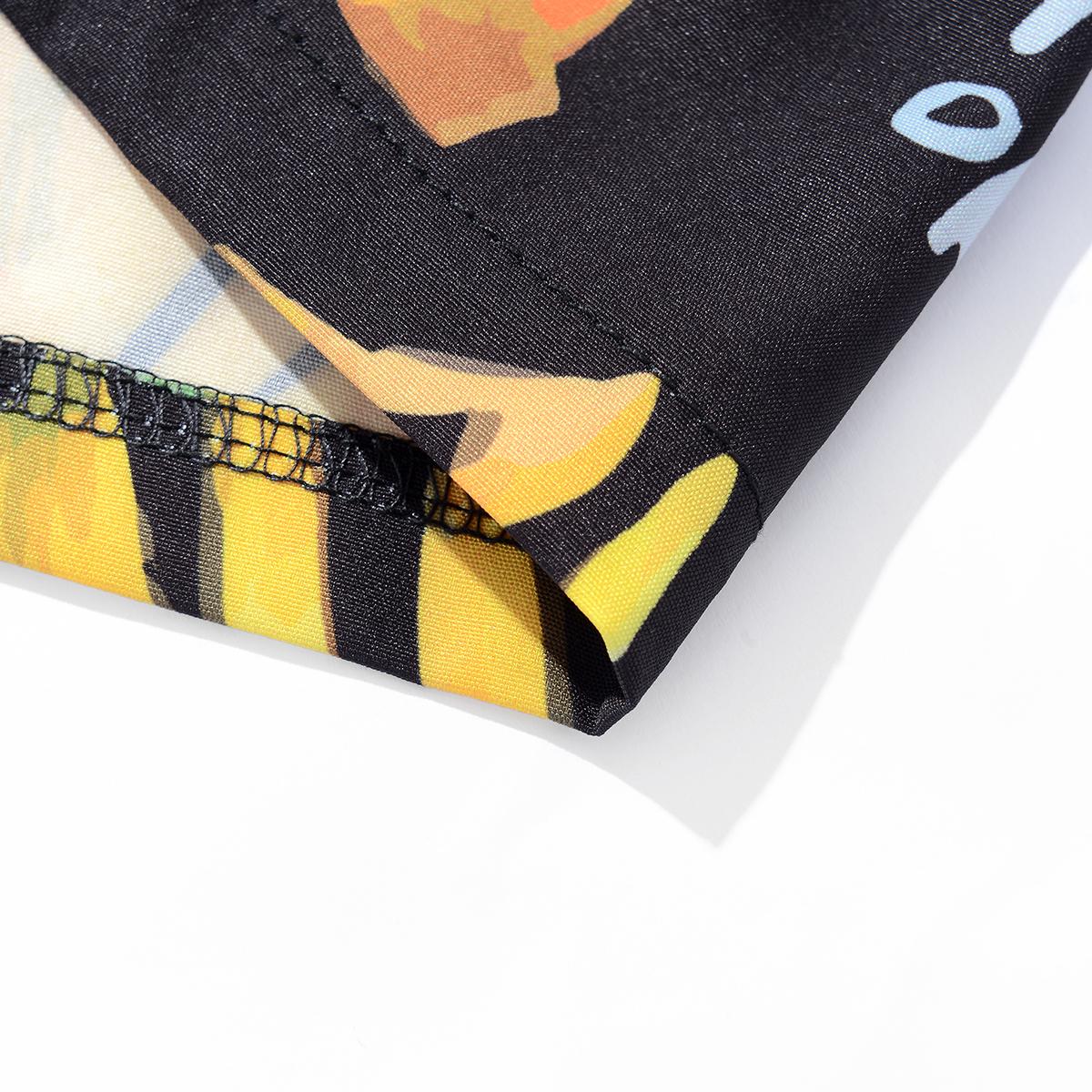 Men's Relaxed-Fit Knee-Length Casual Shorts - Menswear with Vivid All-Over Bright Multicolor Graphics, Reinforced Waist & Side Seams, Adjustable Dual Drawcord, Shape-Retentive Anti-Wrinkle Cool Thin Elastane Fabric