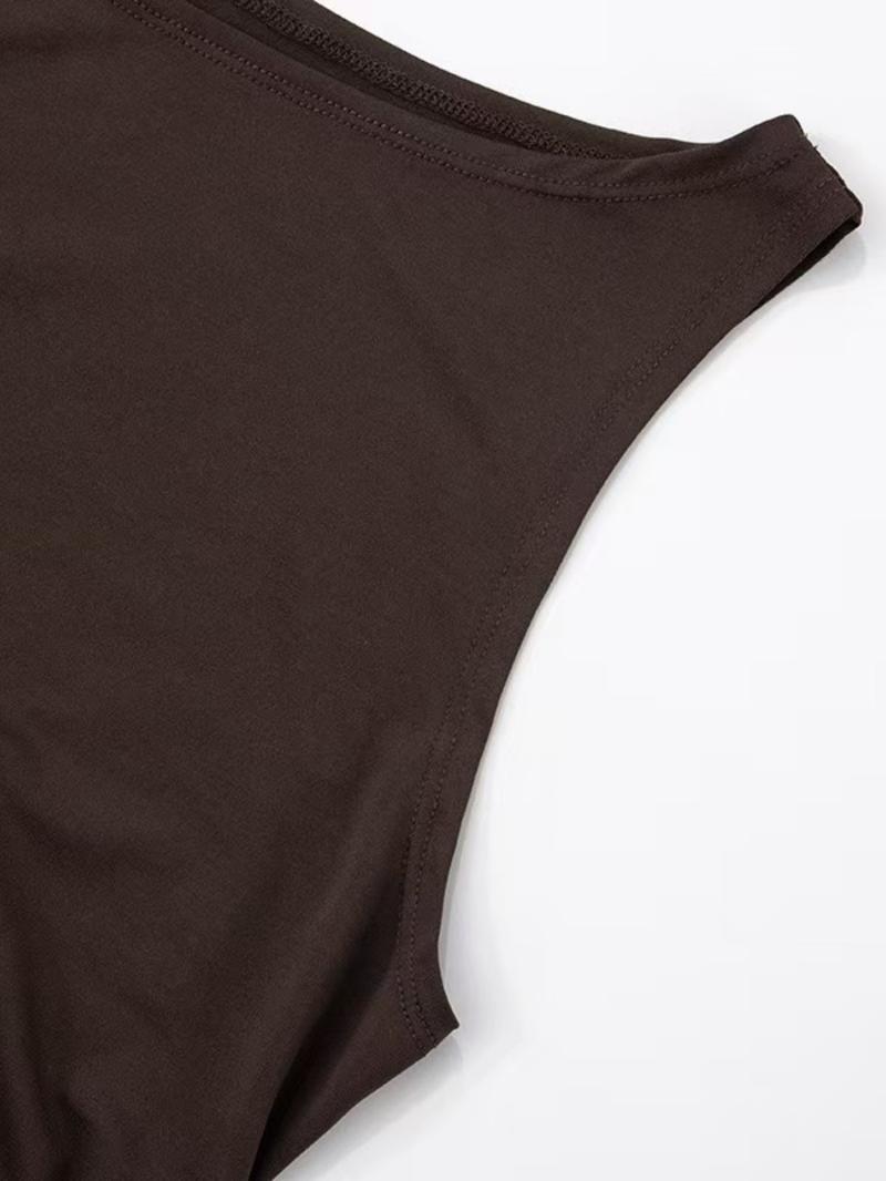 Women's Solid Color Layered Ruffle Trim Dress, Fashion Casual Sleeveless Dress for Daily Outdoor Wear, Ladies Dress for Summer