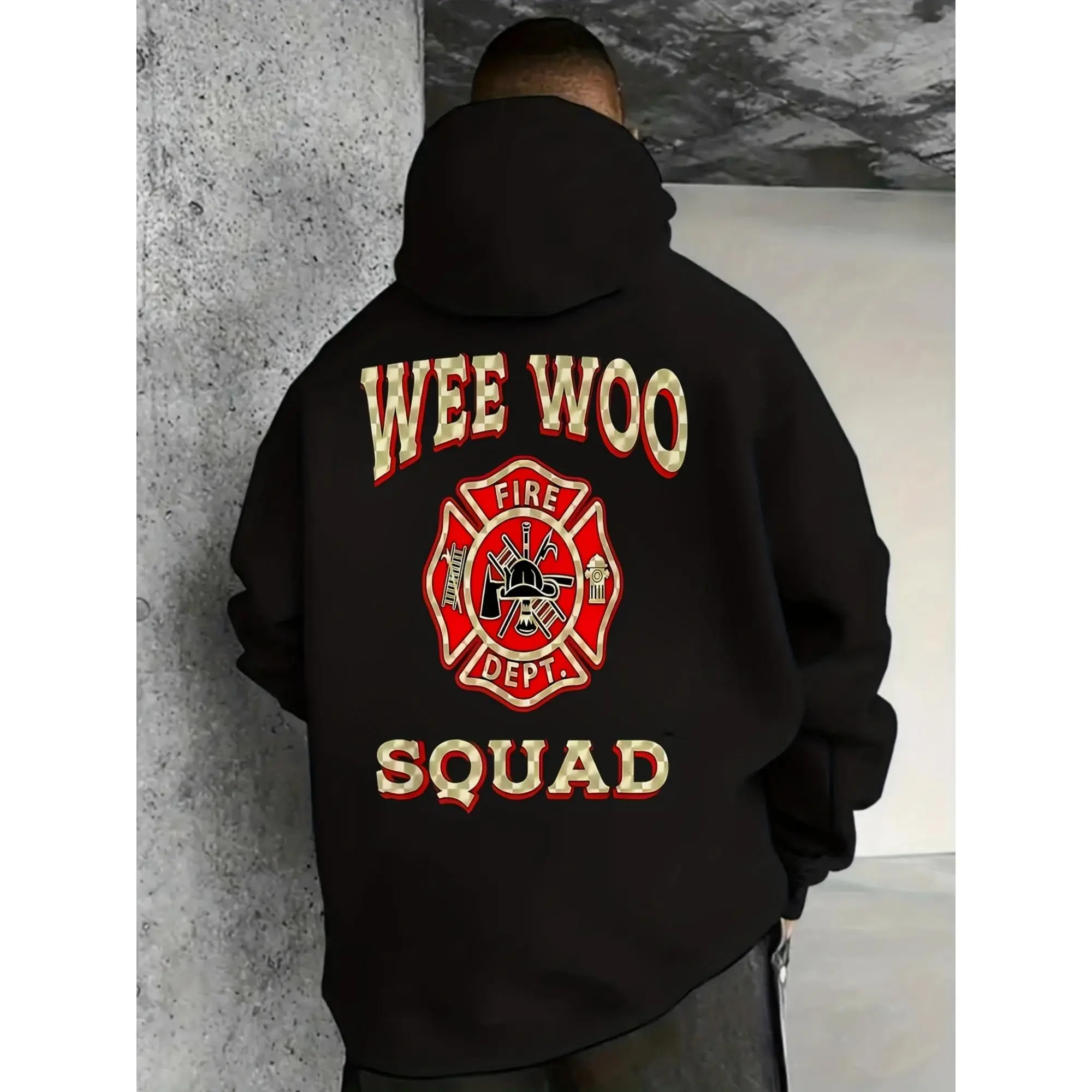 Men'S & Women'S Fire Department Graphic Hoodie -Cotton,Pullover, Kangaroo Pocket, Comfortable Casual & Game Day Wear, Urban Streetwear for Firefighters & Everyday Outfits