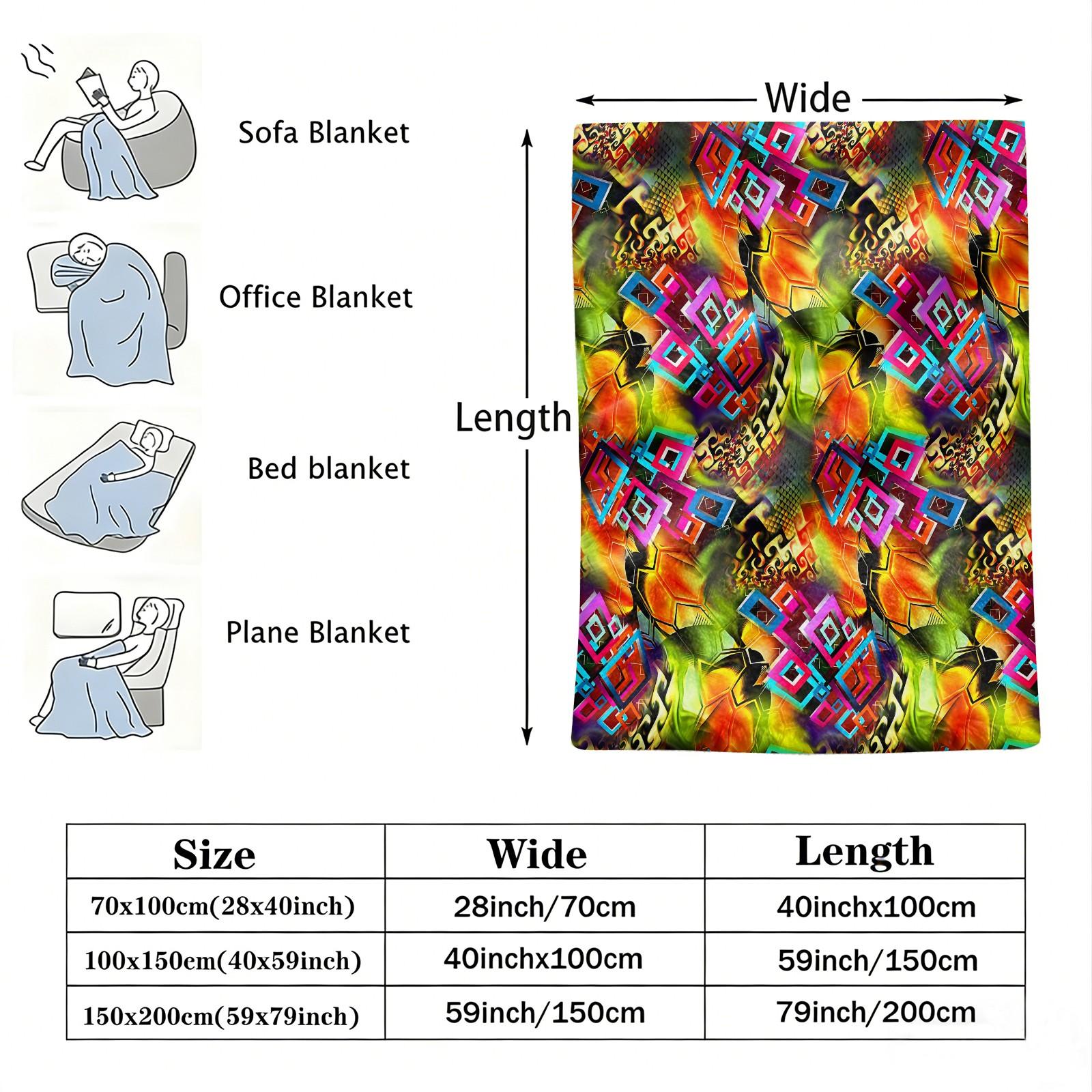 1 Pcs Boho Tribal Print Flannel Blanket, Ethnic Aztec Pattern Throw Blanket, Ultra Soft Fluffy Warm Blanket, Vivid HD Digital Print, Perfect Cozy Gift Blanket for Sofa, Bed, Dorm, Camping, Travel, All Season Use