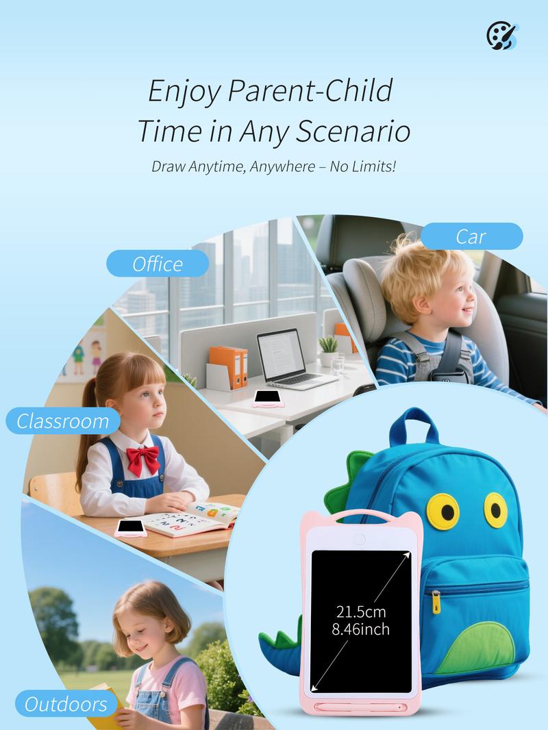Cartoon Multi-Purpose Erase Board, Math Calculation Practice, LCD Writing Tablet, Kids Travel Game Activity, Reusable Dust-Free Inkless One-Click Erase