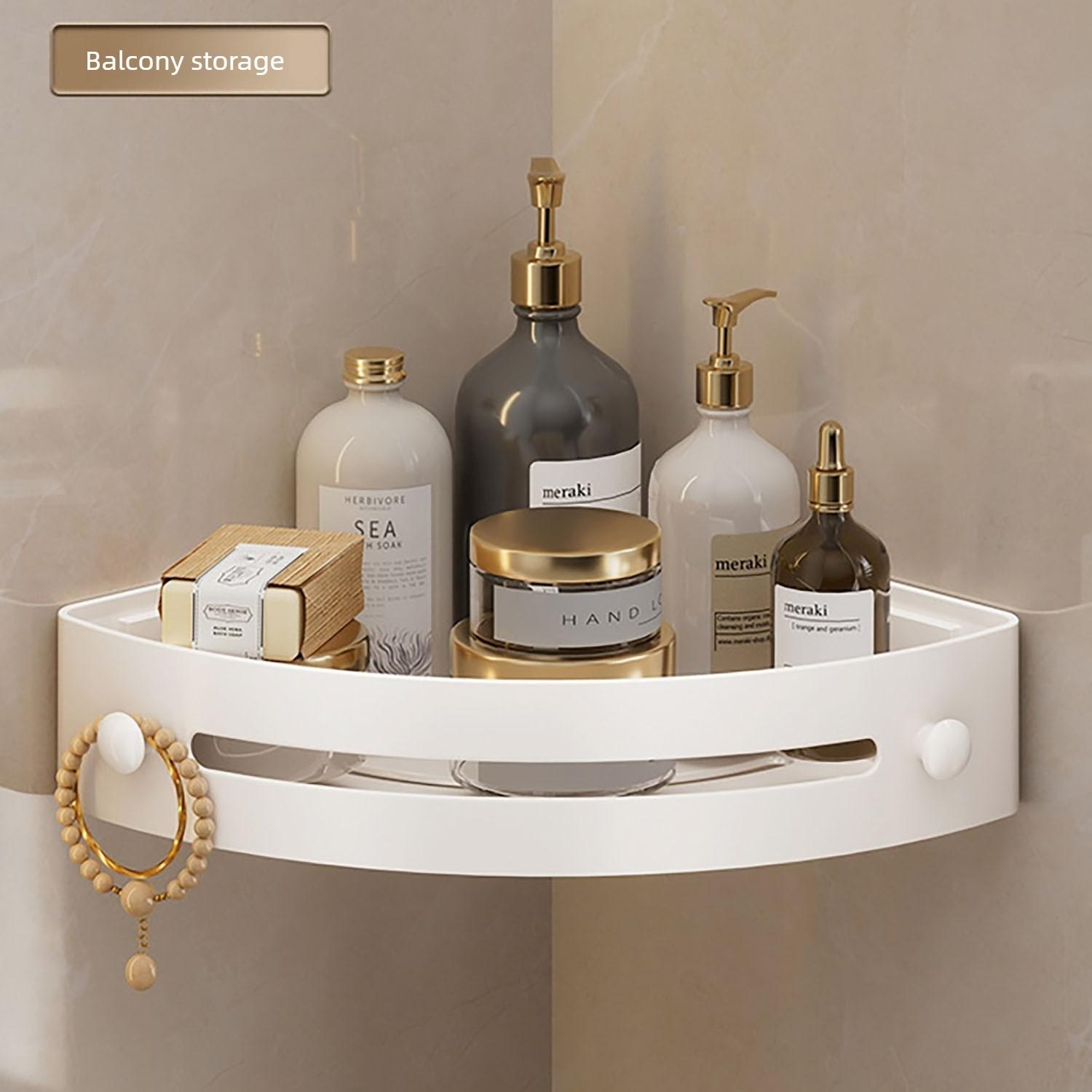 Corner Shower Rack, No-Drill Suction Cup Corner Shelf, Rustproof Abs Plastic Wall-Mounted Bathroom Organizer, Space-Saving Shower Caddy