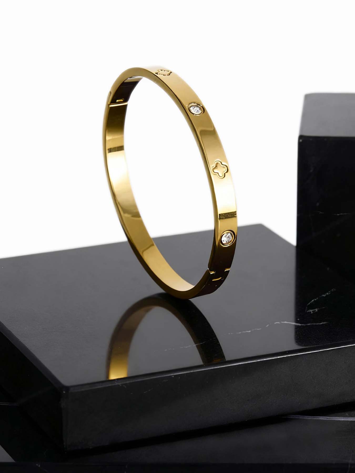 3-Piece Set of 304 Stainless Steel Stackable Bracelet with Chain and Clover Design, Fashionable Style, Suitable for Women, Suitable for Leisure, Party, Festival, Birthday, Wedding, Valentine's Day Gift, Mom, Mother's Day Gift