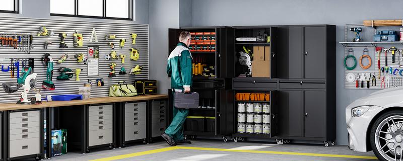 Yizosh Metal Garage Storage Cabinets with Drawer, 4 Doors Tool Storage Cabinet with 2 Adjustable Shelves, 72"-Rolling Steel Locking Cabinet for Garage Utility Room Home Office (White, 4 Wheel-72 H) Yizosh Metal Garage Storage Cabinets with Drawer, 4 Doors Tool Storage Cabinet with 2 Adjustable Shelves, 72"-Rolling Steel Locking Cabinet for Garage Utility Room Home Office (White, 4 Wheel-72 H)