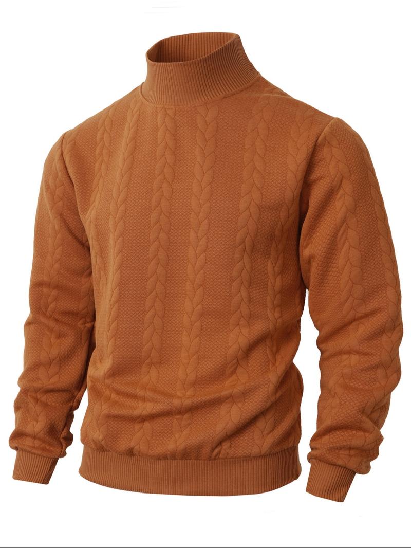 Men's Fall Winter Outfits Warm Knit Sweater for Daliy Wear, High Neck Pullover Long Sleeve Jumper, Casual Sporty Design, Essential Wardrobe Item, Knitted Pullover