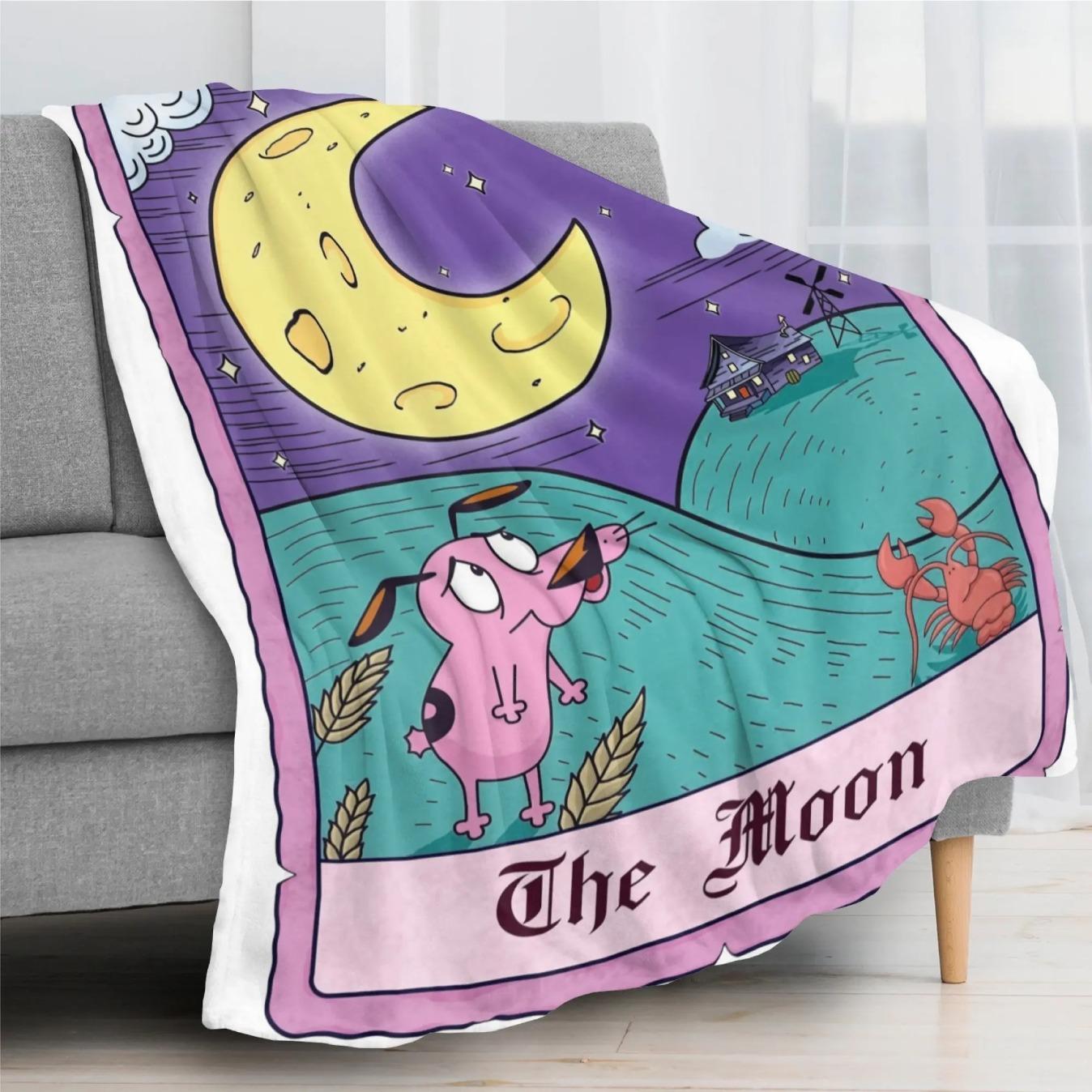 Courage Cowardly Dog Moon Tarot Card Flannel Fleece Blanket Soft Cozy Throw Blanket Retro Cartoon Mystical Gothic Plush Bed Sofa Couch Blanket Halloween Gift Fall Decor for Fans Courage Cowardly Dog Moon Tarot Card Flannel Fleece Blanket Soft Cozy Throw Blanket Retro Cartoon Mystical Gothic Plush Bed Sofa Couch Blanket Halloween Gift Fall Decor for Fans