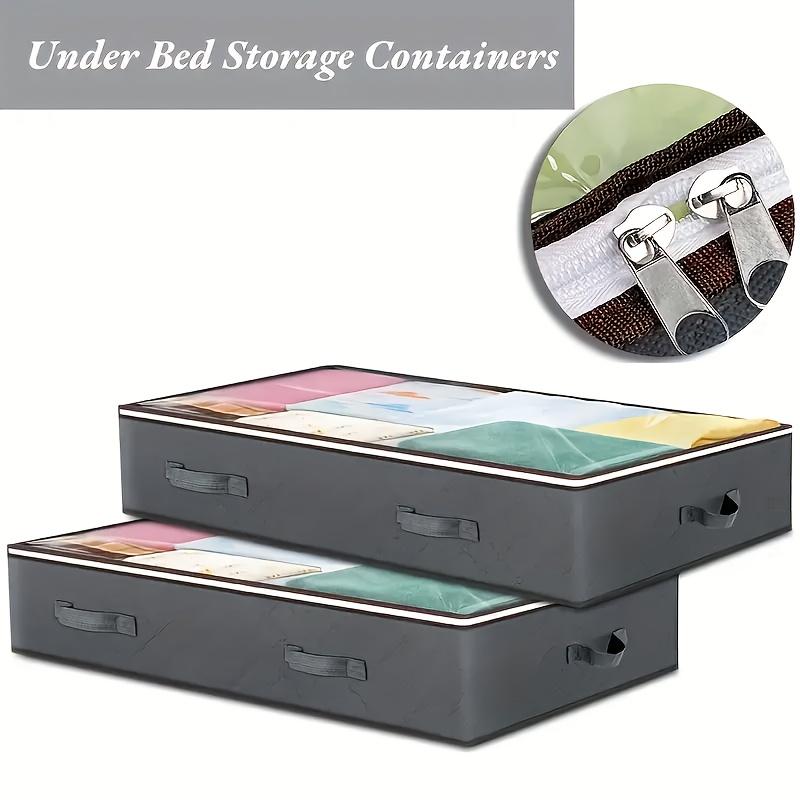 23.78 Gallons, Clear Window, Under-bed Storage Box - Multi-functional Wardrobe Organizer for Toys, Clothes, Blankets, and Quilts - 2-Piece Bedside Storage Set for Bedroom and Dormitory, Under-bed Storage (Compatible with 10,000+ Beds)