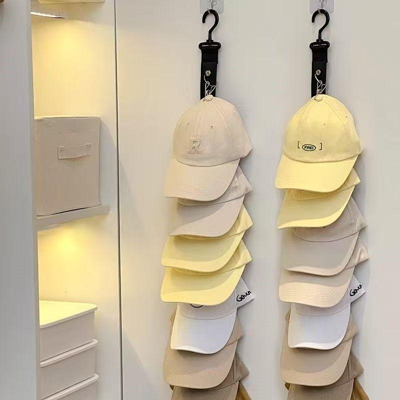 1pc，Wall-Mounted Hat Organizer with 8 Clips, Large Capacity Multi-Functional Storage for Home and Closet, High-Quality Hat Collector Box