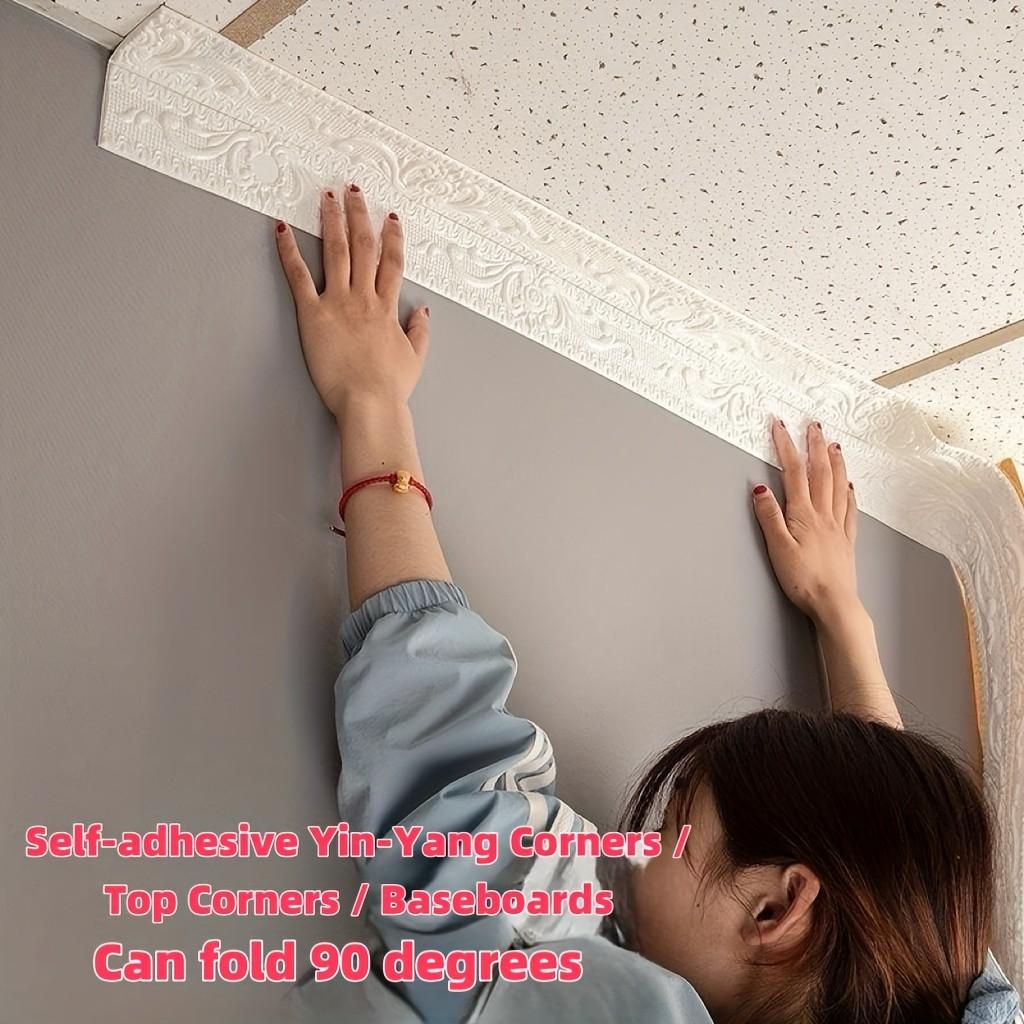 3-Pack Vinyl Wallpaper Strips, Self-Adhesive Waterproof Edge Seals, Interior & Exterior Baseboards, Ceiling & Wall Decor, Easy Application, Peel And Stick Wallpaper