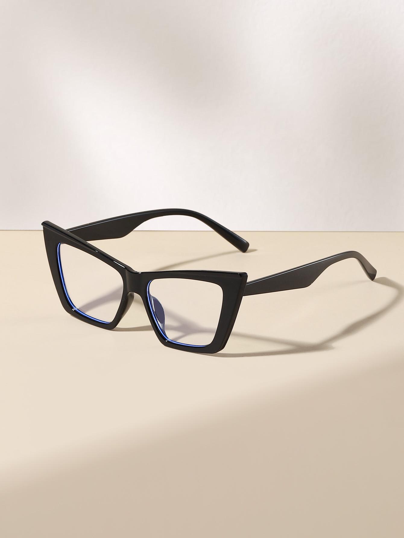 Women's Fashion Cat Eye Color Block Frame Glasses, Stylish Eyeglass, Casual Eyewear, Retro Style, Perfect for Students Daily Use, Clothing Accessory, Trendy Casual Eyeglasses