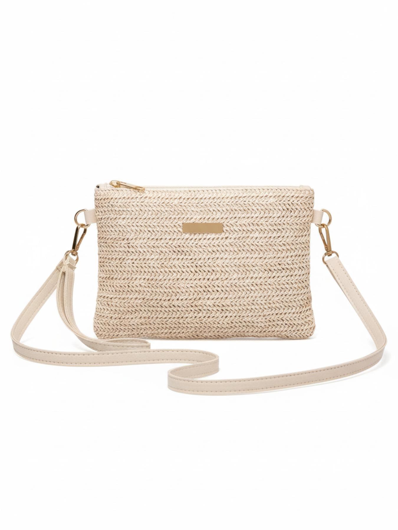 Mini Beach Bag With Wrist Strap & Coin Purse, Women's Shoulder Crossbody Bag, Spring/Summer New Versatile Small Unique Shoulder Bag, Sweet Square Bag , New Year , Beach, Straw Bag