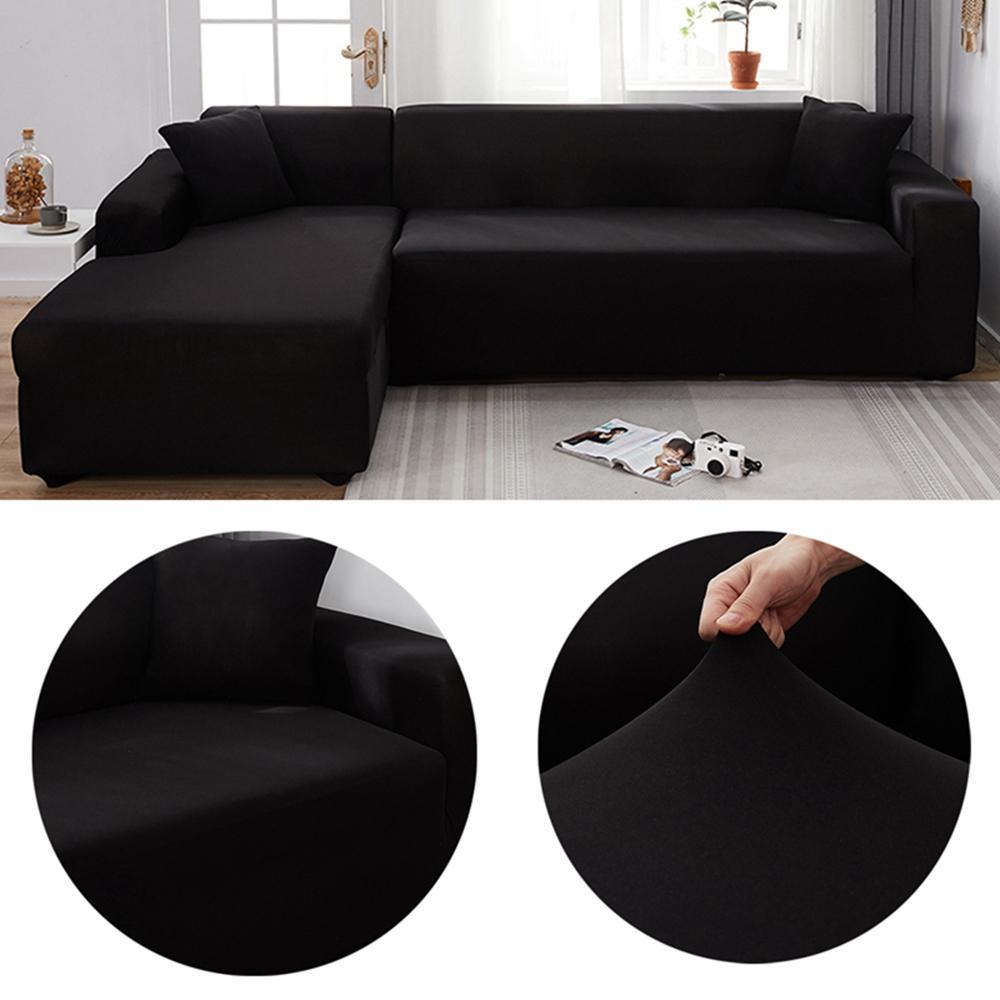Stretch Sofa Slipcover - Solid L Shaped Couch Cover, Elastic Furniture Protection Covers for 1/2/3 Seater Living Room Couch & Relax Chair, Furniture Slipcovers