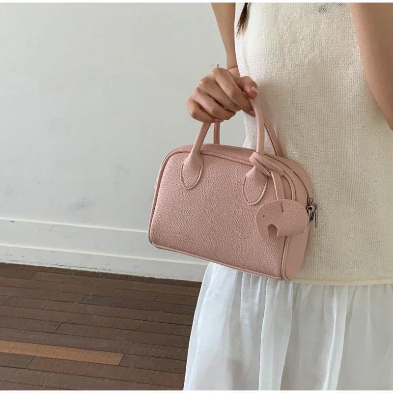 Women's Retro Solid-Color Minimalist Shoulder Bag - Compact Clutch for Daily Commuter Use