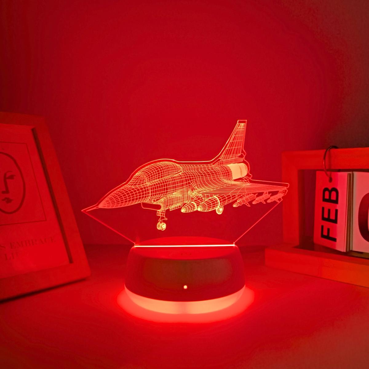 1pc Fighter Jet 3D Night Light, USB Powered Touch Switch, Color Changing LED Lamp, Indoor Decorative Light for Bedroom Living Room Decor, Ideal Gift