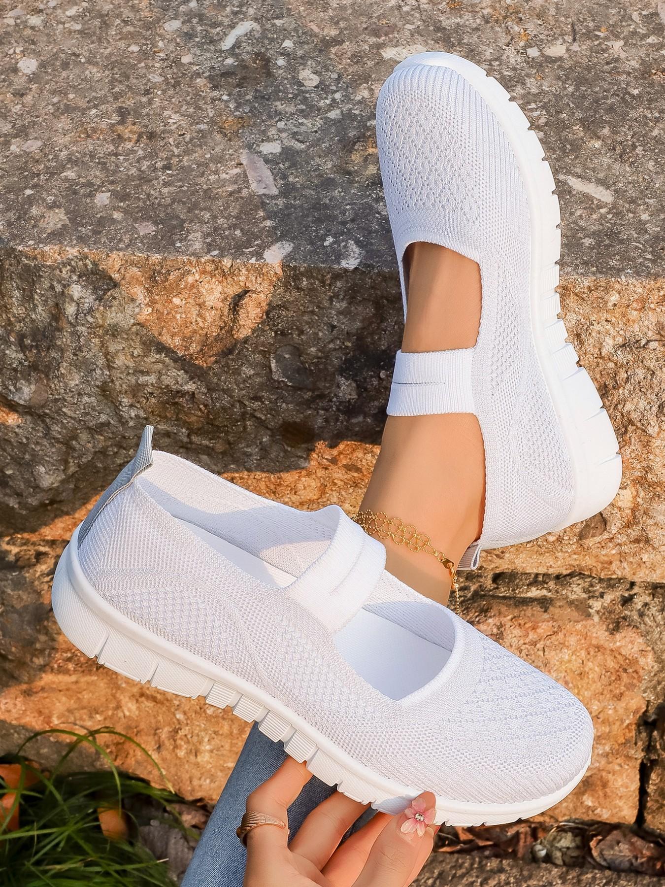 Women's Fashionable Plain Color Slip on Mesh Breathable Lightweight Sneakers, Casual Comfortable Sports Running Shoes, All-match Round Toe Shoes for Daily Wear