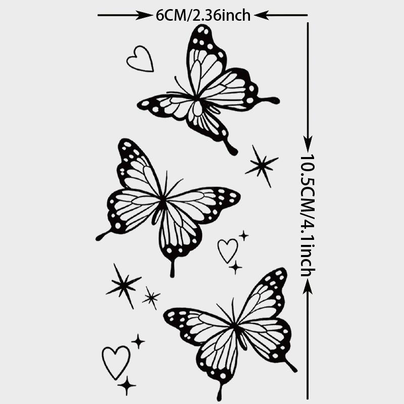 8 Pcs Waterproof Butterfly Floral Temporary Tattoo Stickers, Long ...