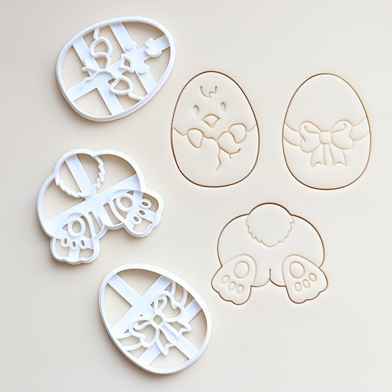 3 Piece Set Easter Cookie Cutters Set Chicken Bunny Egg Shapes Non Toxic Baking Molds Bakeware Perfect for Holiday Dessert Making Easy to Clean Plastic Kitchen Tools Essential for Bakers and Easter Celebrations Baking Supplies Kit