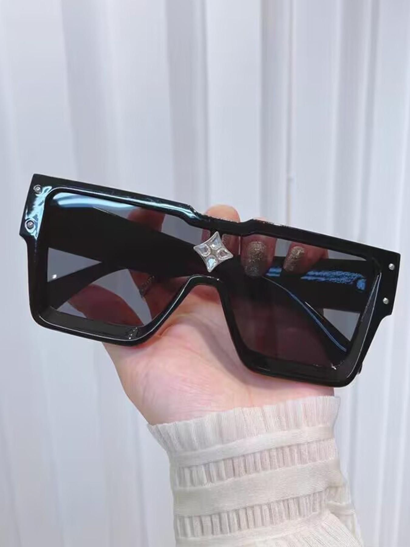 1 Piece Millionaire Square Large Frame Sunglasses, Fashionable And Personalized Diamond-Encrusted Sunglasses, Suitable For Holiday Gifts