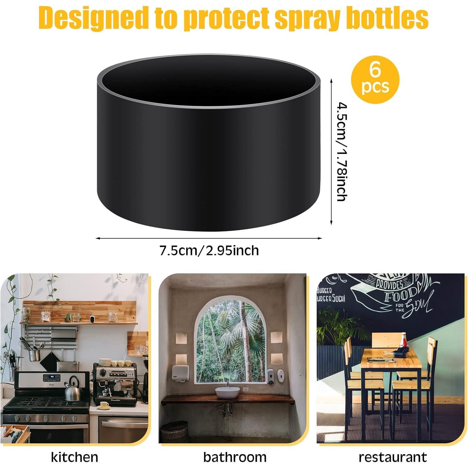 6 count  Bottle Boot Protective  Sleeve Bottom Washable Rubber Base Accessories Non Slip   Bottom Cover for 16 oz  Bottles, 12 to 24 oz Water Bottles, Black