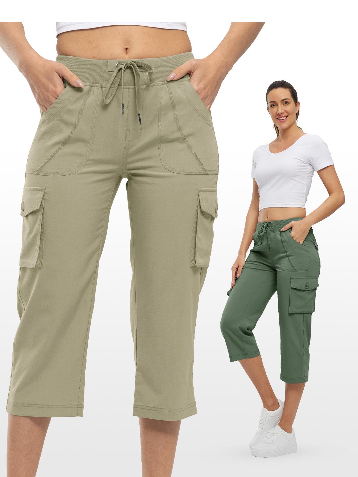 TBMPOY Womens  Plus Size Casual Outdoor Cargo Capris Lightweight Hiking Pants 6 Pockets Quick Dry Trip Loose Shorts Comfort Womenswear Trouser