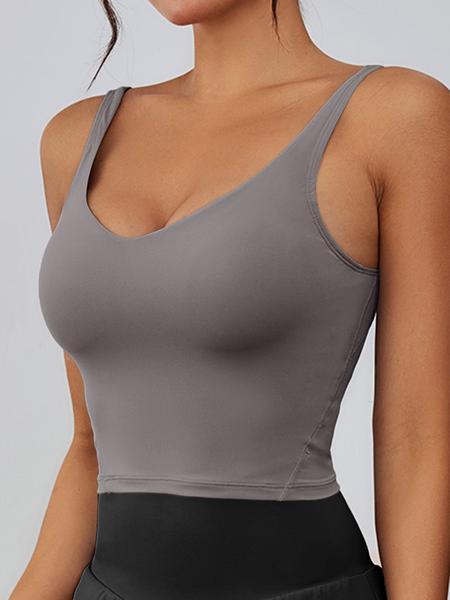 Women's Solid Sports Bra, Sporty Wide Strap Lingerie Top for Tennis Pickleball, Gym Clothes, Women's Athletic Clothing for Indoor Outdoor Wear