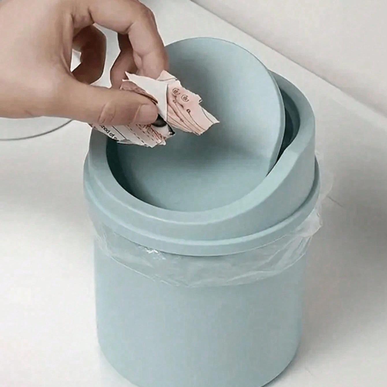 Mini Garbage Bin, Covered Trash Can, Desktop Trash Can, Plastic Waste Paper Basket, To Prevent Odor Leakage, Odor Prevention, Storing Fruit Peel & Paper Scraps To Keep Desk Tidy, Storage, For Office, Living Room, Study, Coffee Table Decor