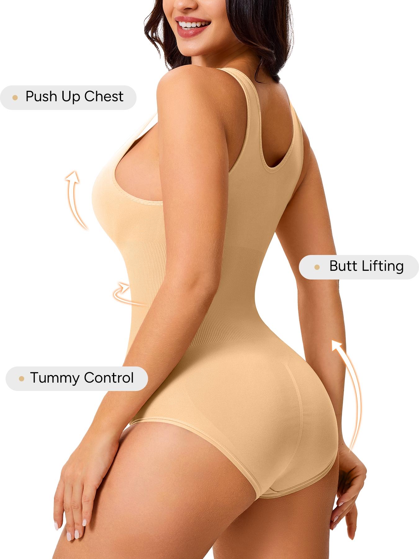 【Plus Size】 Solid Color Shapewear Bodysuit, High Stretch Shaper, Tummy Control Butt Lifter, Ladies Shapewear for All Seasons