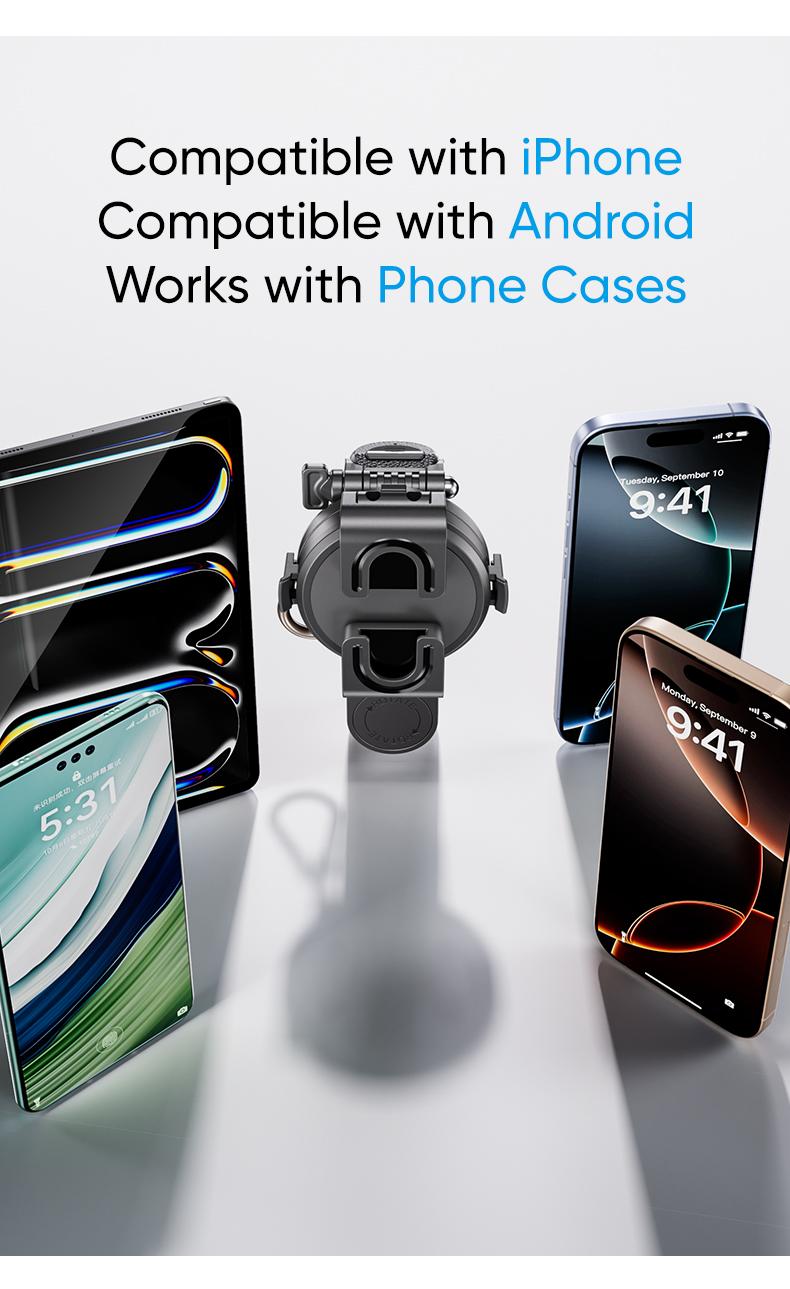 NEW - MAGIC JOHN 4-in-1 Multifunctional Magnetic Selfie Stick – 360° Rotation, Compact & Stylish, With wireless Bluetooth control, Magnetic Phone Holder for Selfies/Video Recording/Vlogging, Compatible with Most Phone Modes