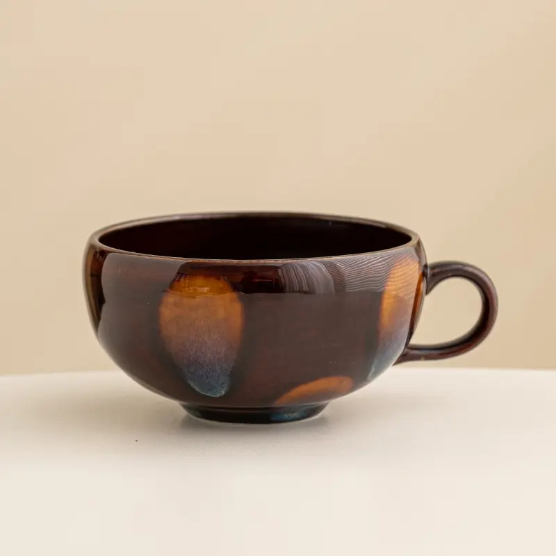 Soup Bowl with Handle, 12oz Coffee Mug, Cozy Mug, Drinking Mug, Ceramic Mug, Cereal Breakfast Cup, Suitable for Milk Desserts, Oatmeal, Microwave Safe, Non-Bone China Material