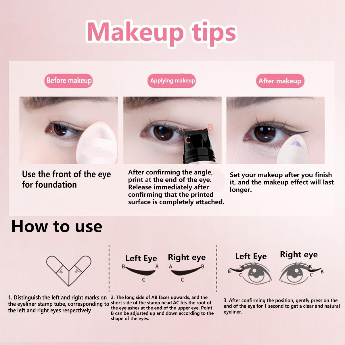 Rotary Eyeliner Stamp Pen, Long-Lasting Waterproof, Sweatproof, Smudgeproof, Ideal for Beginners, & Options, Perfect for Daily Use