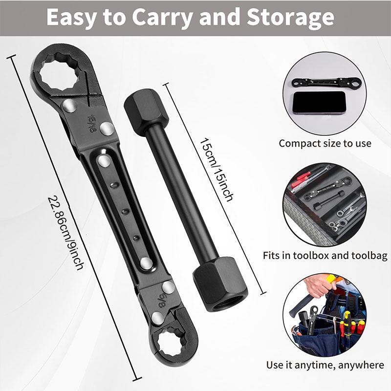 Versatile Angle Stop Wrench Kit for Professional Plumbers, Effortless Compression & Supply Nut Installations, Ideal for Tight Spaces, Ratcheting Wrench Set