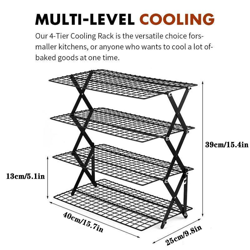 4 Tier Collapsible Cooling Rack - 3 Setting Design, Adjustable ＆ Stackable Baking Rack, 5 Modes Cooling Racks for Cooking and Baking, Roasting ＆ Grilling Gifts for Picnic Party Baking Tools, Baking Supplies