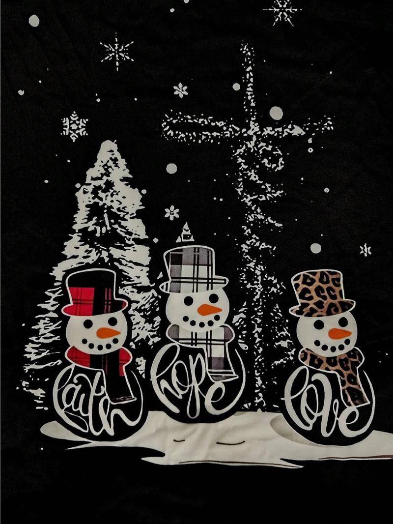 Women's Casual Christmas Print Striped Fitted Dress, Small Snowman Cartoon Print, Long Sleeve, Short Length, Fall Winter Holiday Wear