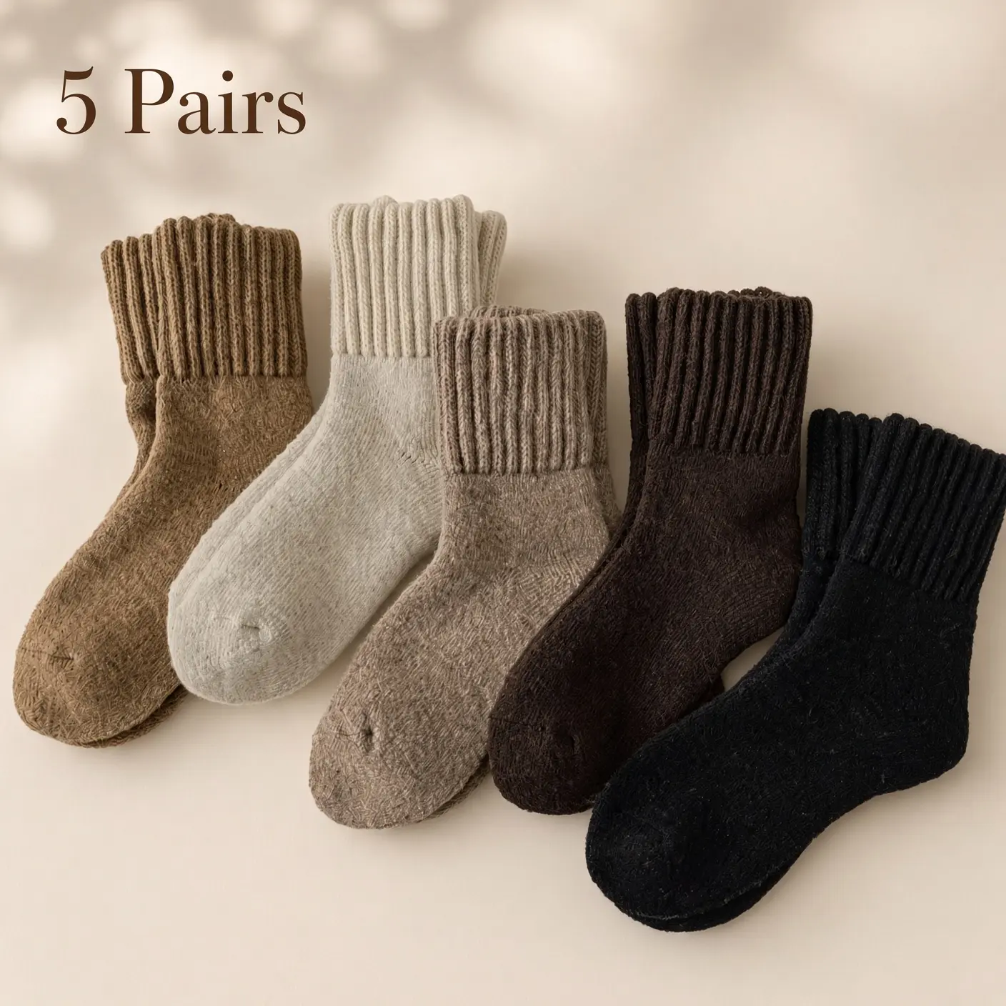 Women's Knit Mid-Calf Crew Socks - Lady's Solid Polyester Thermal Boot Socks, Ultra Soft Cozy Stretchy Underwear for Women, Basic Casual Fall Winter Daily Wear